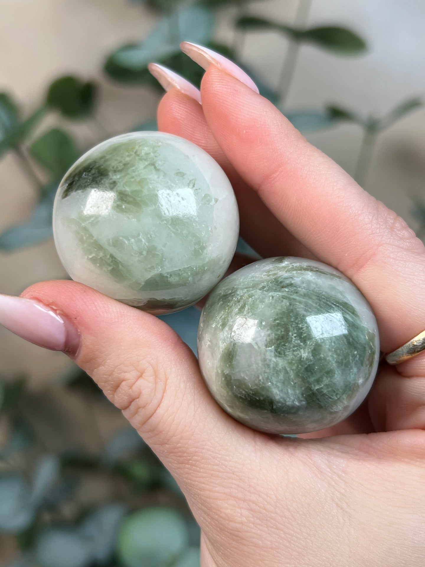 Green Kyanite in Quartz Mini Spheres
